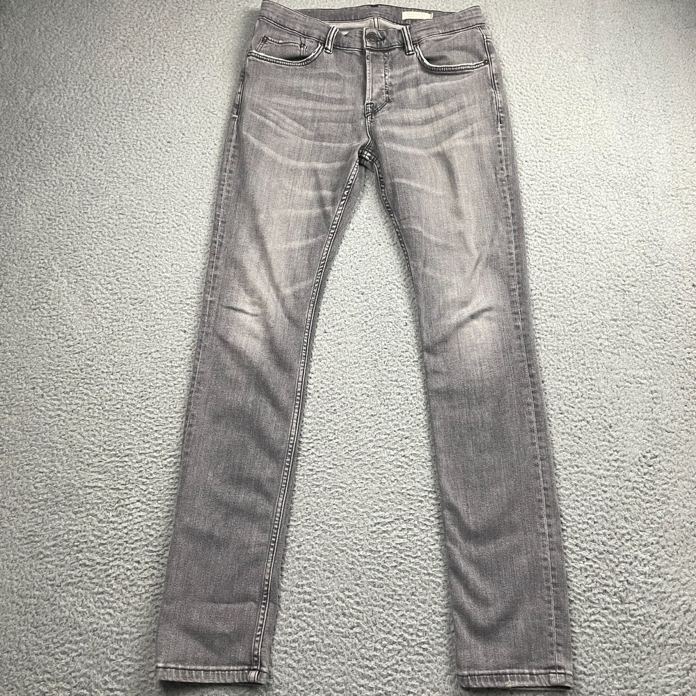 Allsaints Jeans Mens 30x31 Gray Cigarette Skinny Fit Button Fly Stretch Denim